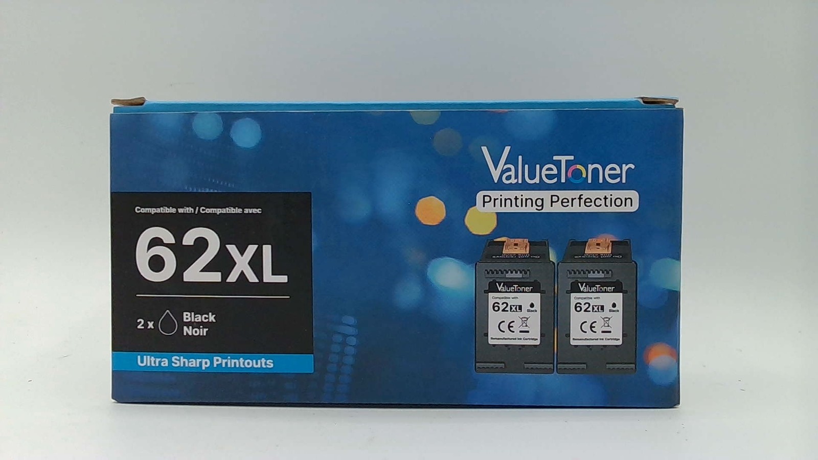Valuetoner 62XL Ink Cartridge For HP 62 (2 Black) For HP Envy 7640 7645 5660