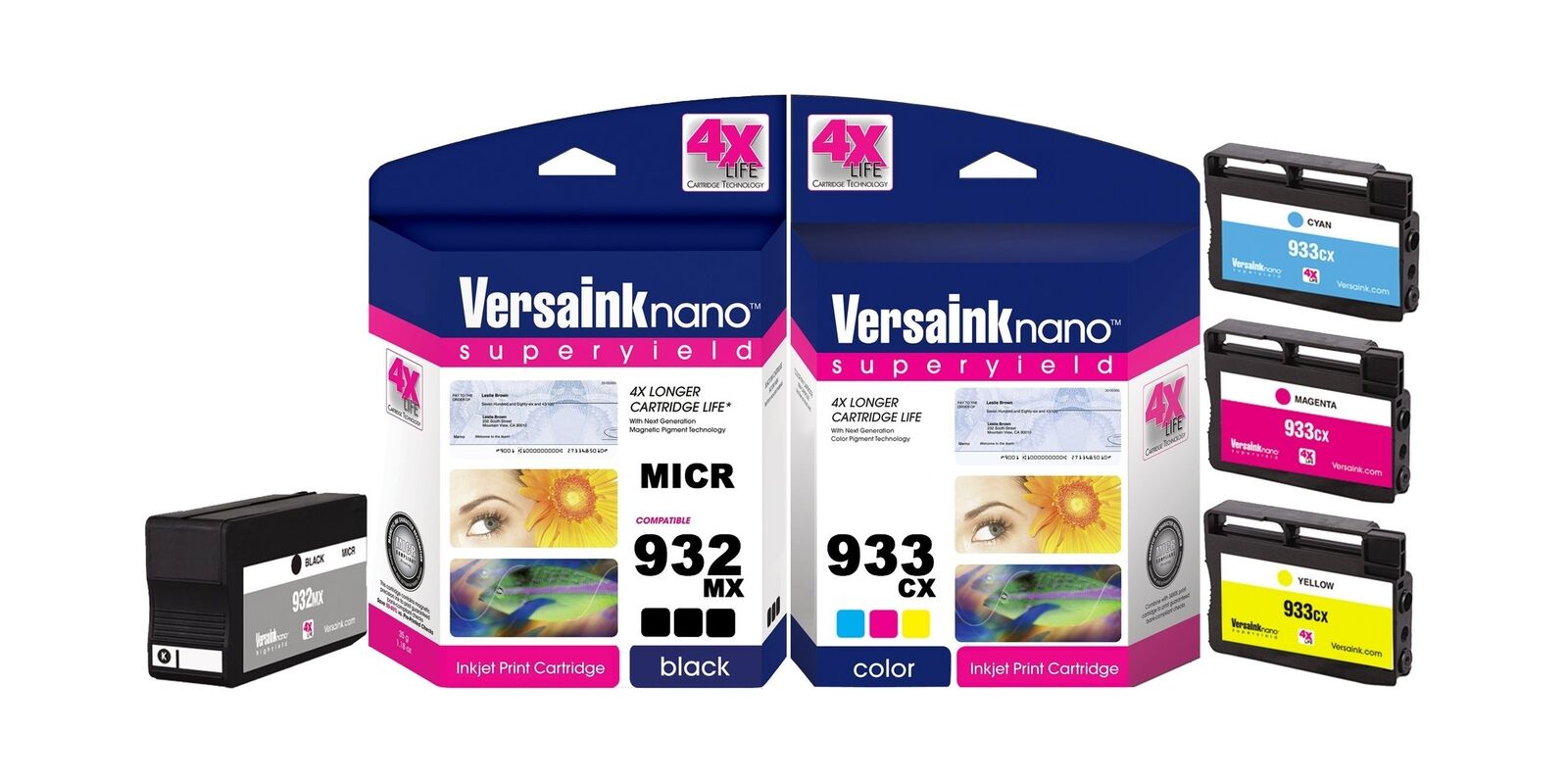 VersaInk-nano HP 932 MX Black MICR Ink Cartridge for Check Printing & 933 CX ...