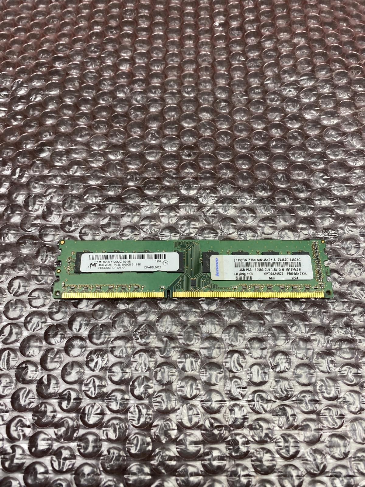 Micron 4GB PC3L-10600U DDR3 Desktop Memory RAM MT16KTF51264AZ-1G4M1   89Y9224