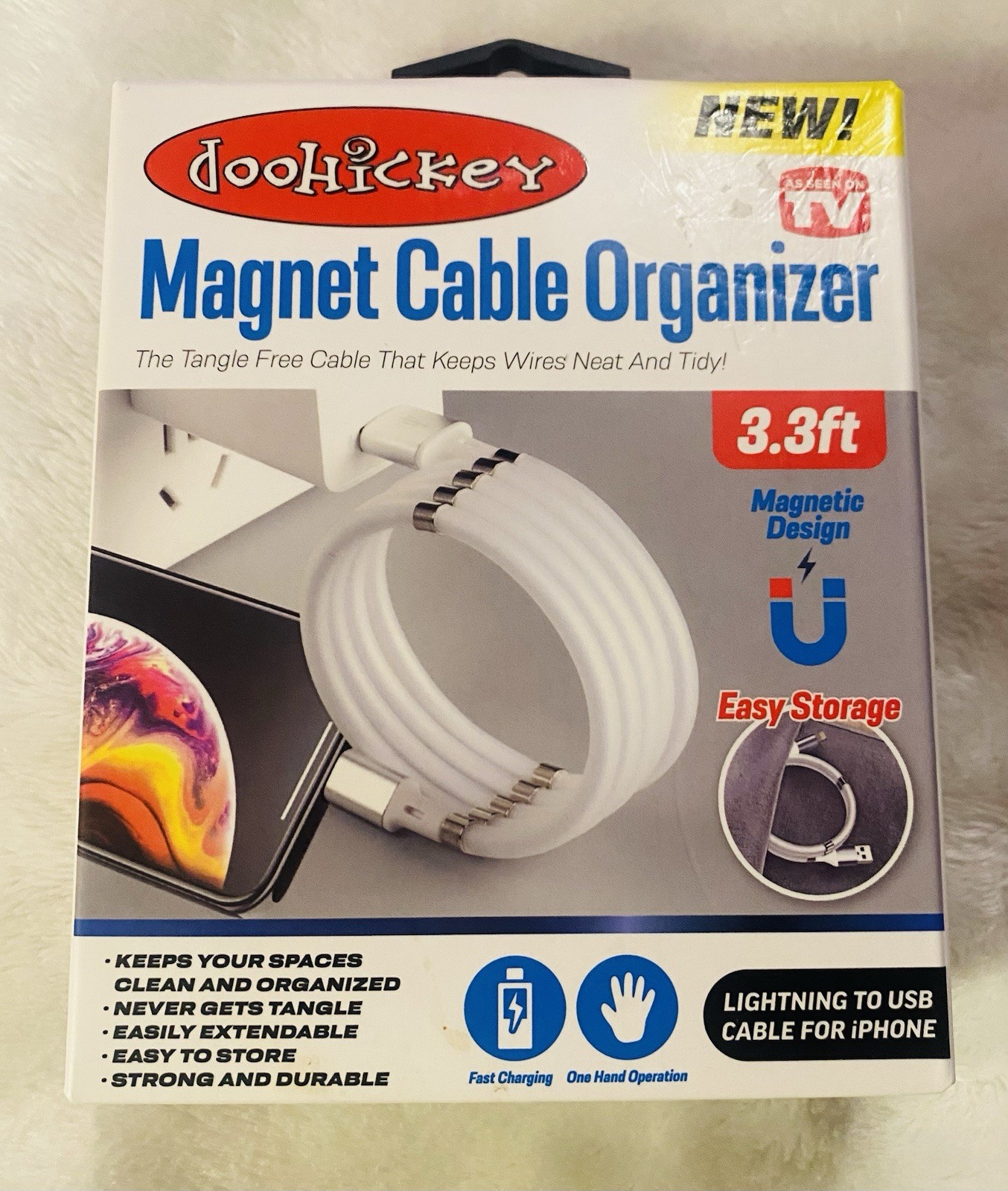 AS SEEN ON TV DOOHICKEY MAGNET CABLE ORGANIZER 3.3 FEET - NEW