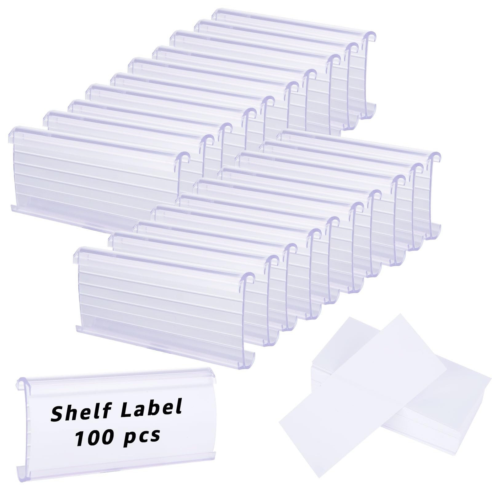 100 Pcs Wire Shelf Label Holders, Wire Rack Label Holder, Plastic Labels for ...