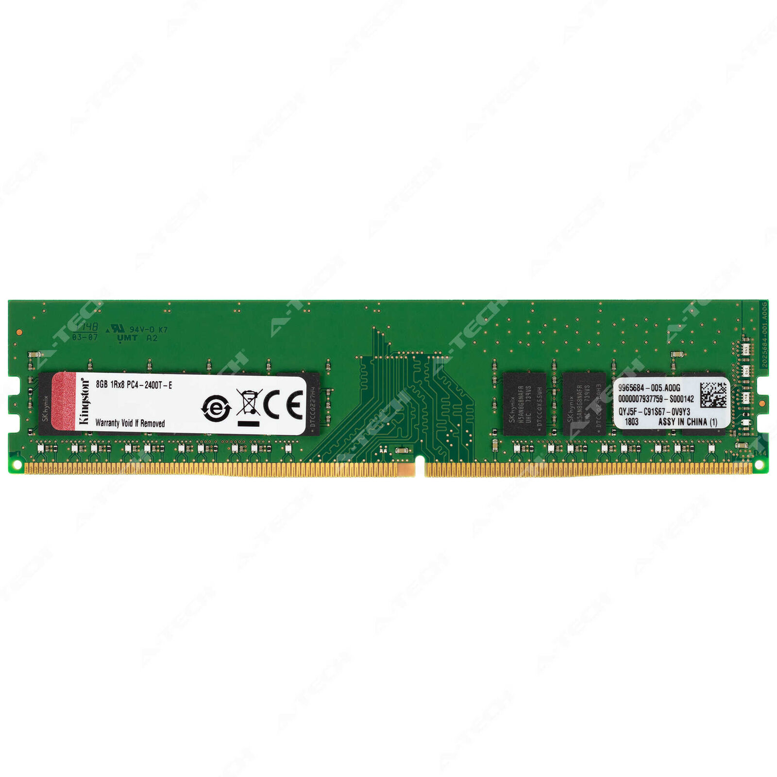 Kingston 8GB 1Rx8 PC4-2400 ECC UDIMM DDR4-19200 ECC Unbuffered Server Memory RAM