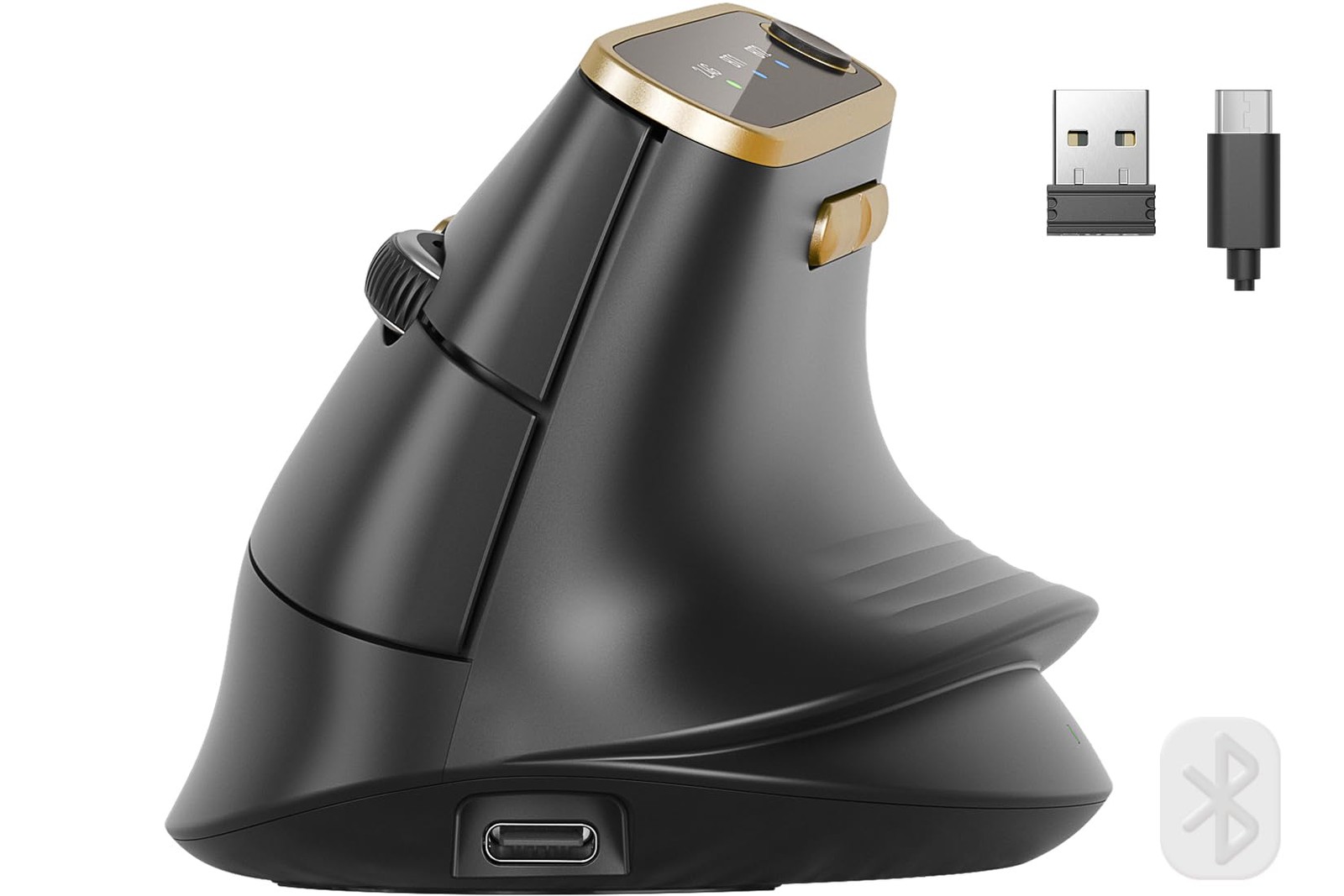 Ergonomic Vertical Wireless Mouse with 3-Device Switching MAM4