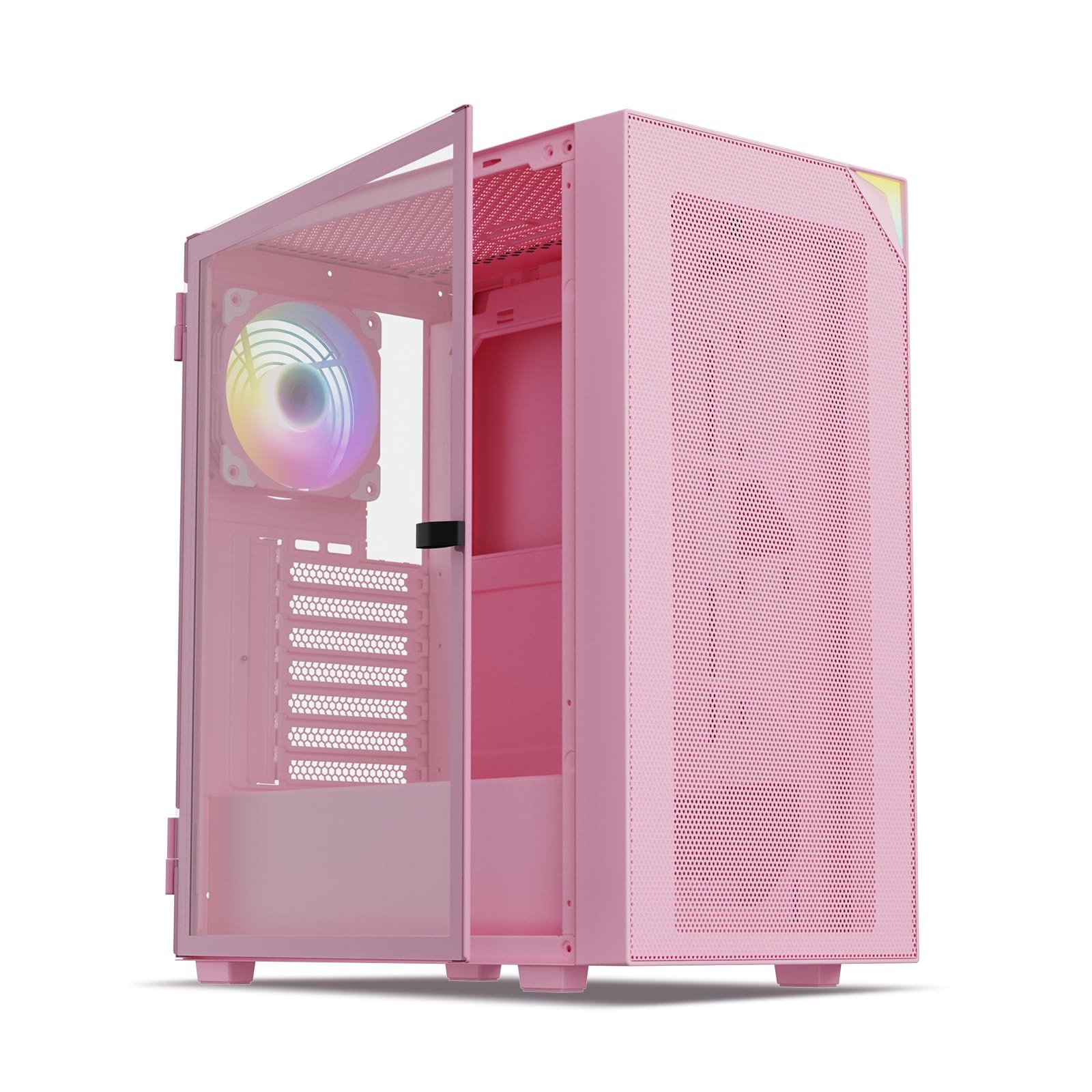 Vetroo AL800 Mid Tower ATX PC Computer Case - Door Opening Design Tempered Gl...