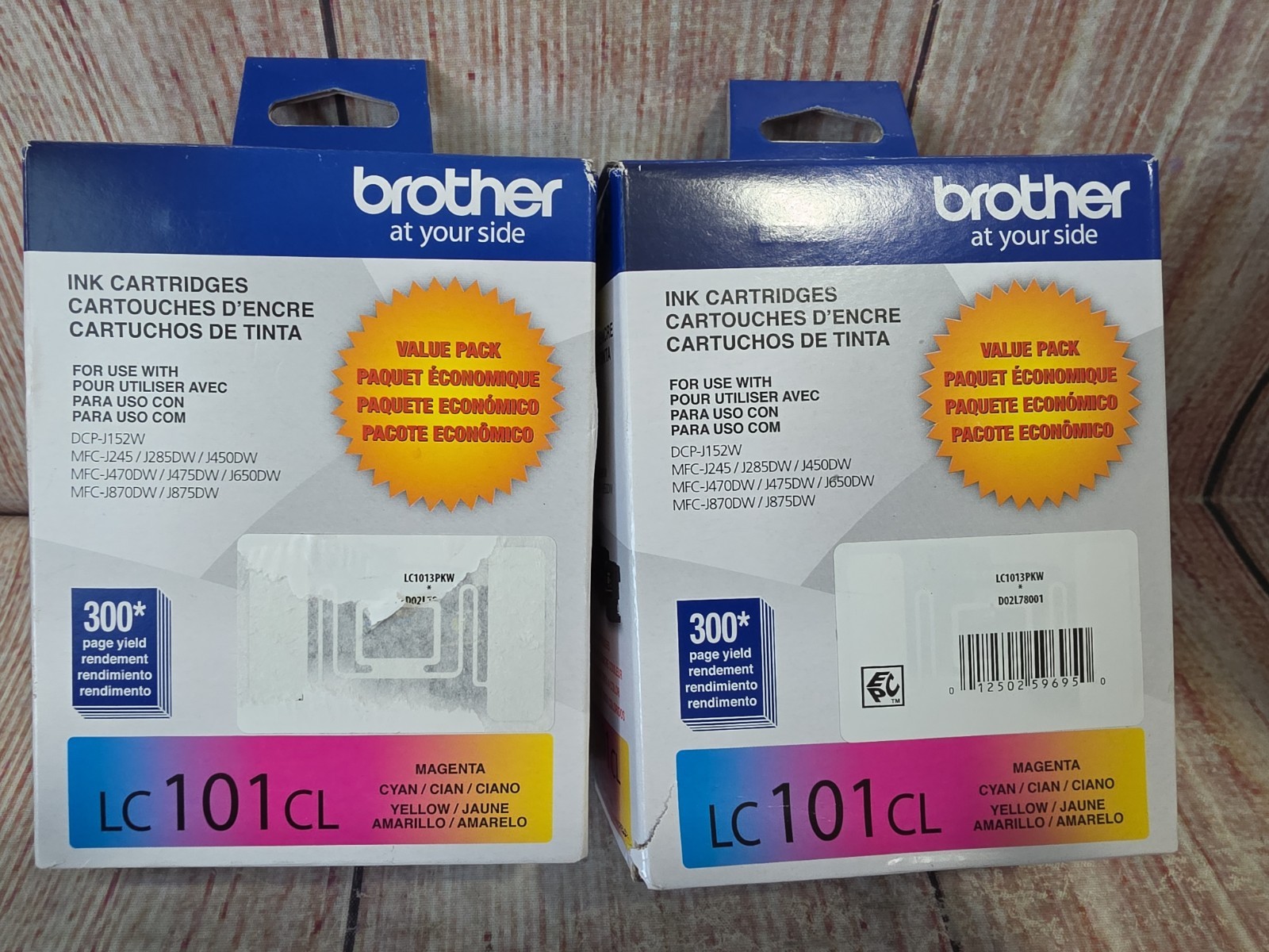 2 Genuine Brother LC 101 CL Color CYM 3-Pack Ink Cartridges Exp 2027