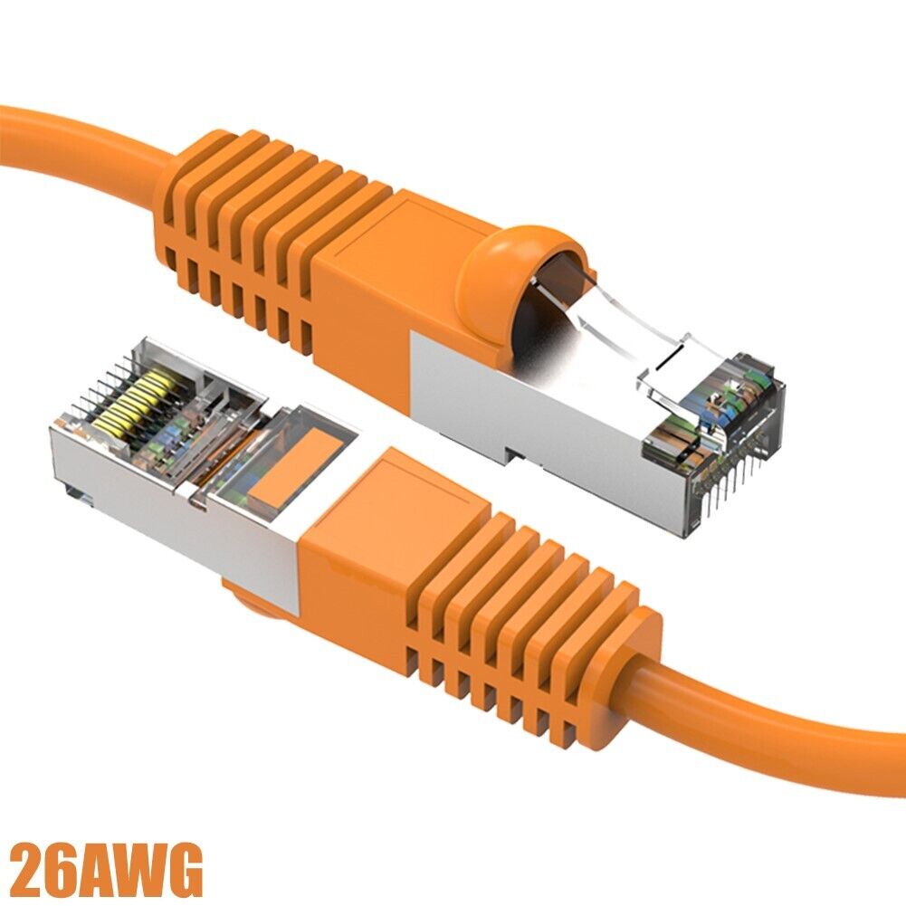 0.5FT Cat5e RJ45 Network LAN Ethernet FTP Cable Shield Copper Wire 26AWG Orange