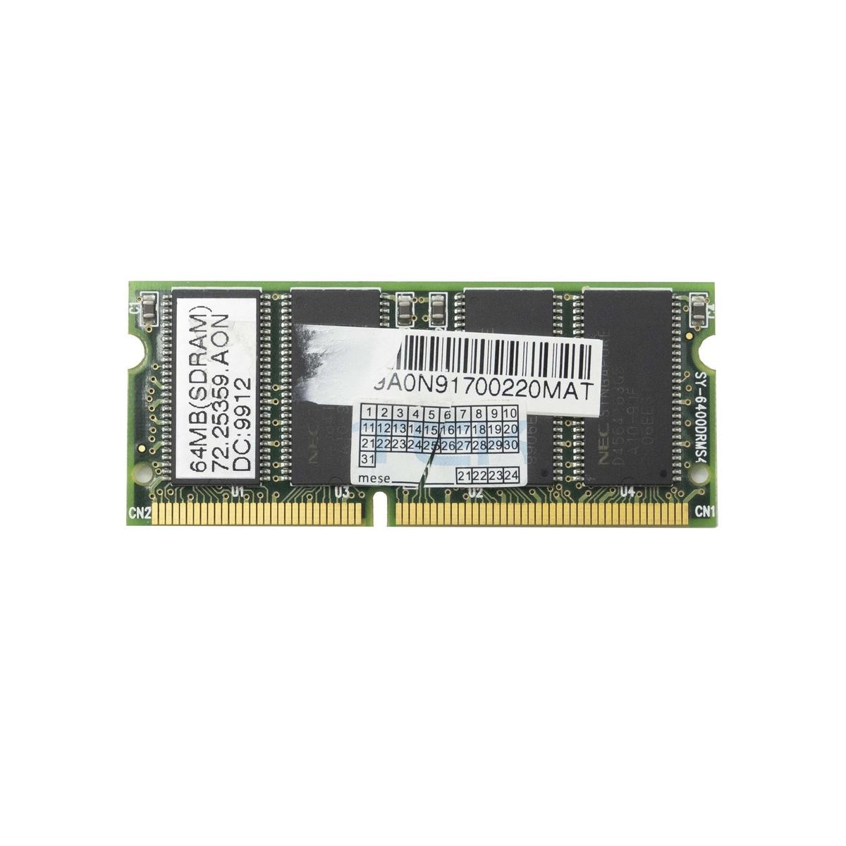 Nec 64MB SRAM SDR-66 PC-66 SODIMM Memory Bank Module RAM Notebook | 72.25359.A