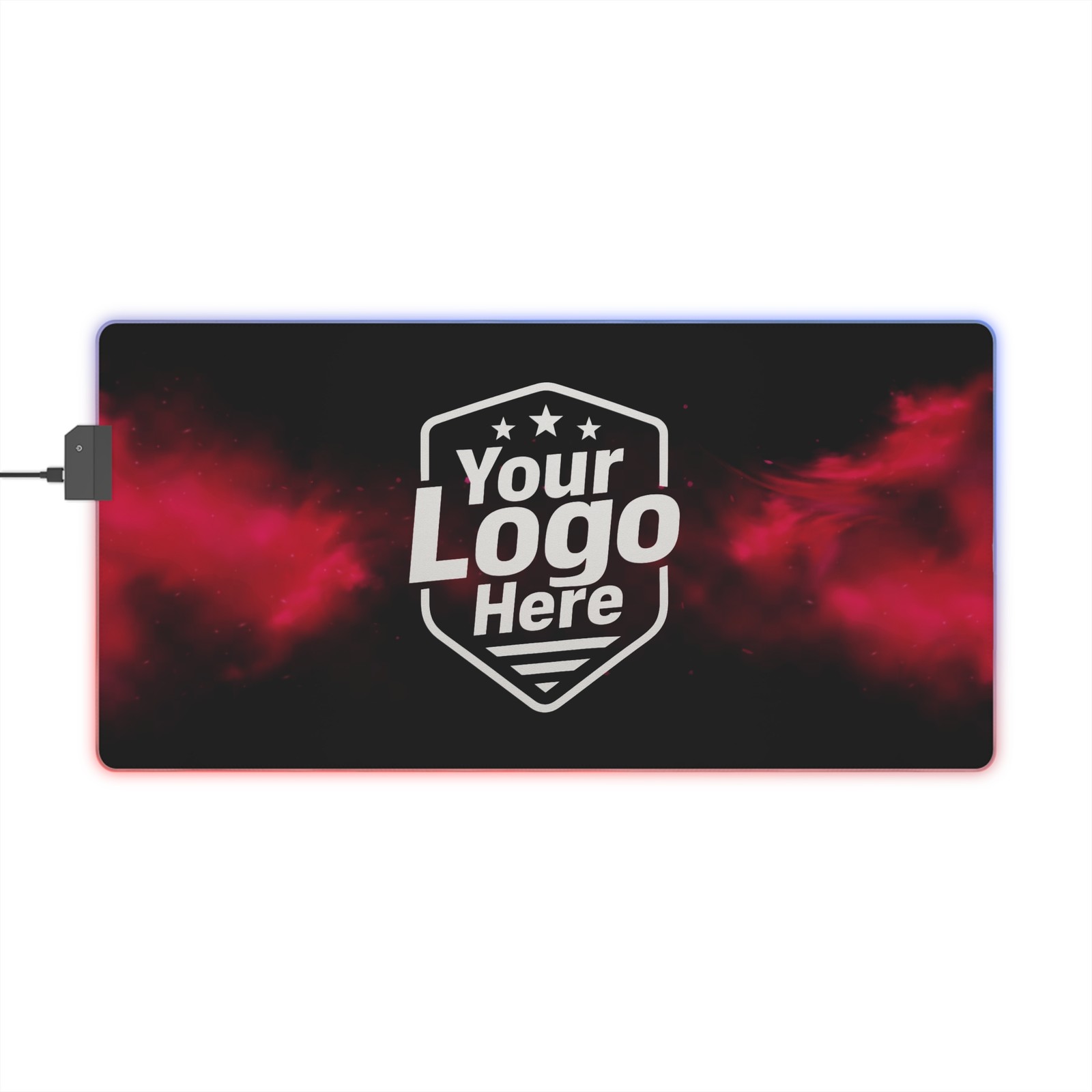 Red Smoke Color Blast LED Large Desk Pad Custom Logo Desk Mat Sports Card Break
