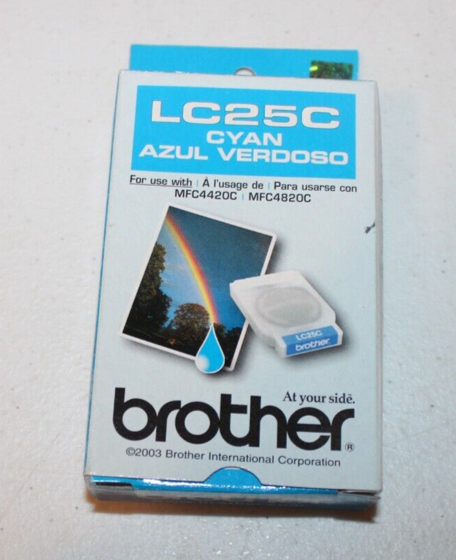 New Brother LC25C CYAN Ink Cartridge 2003 New with Box Sealed Bag