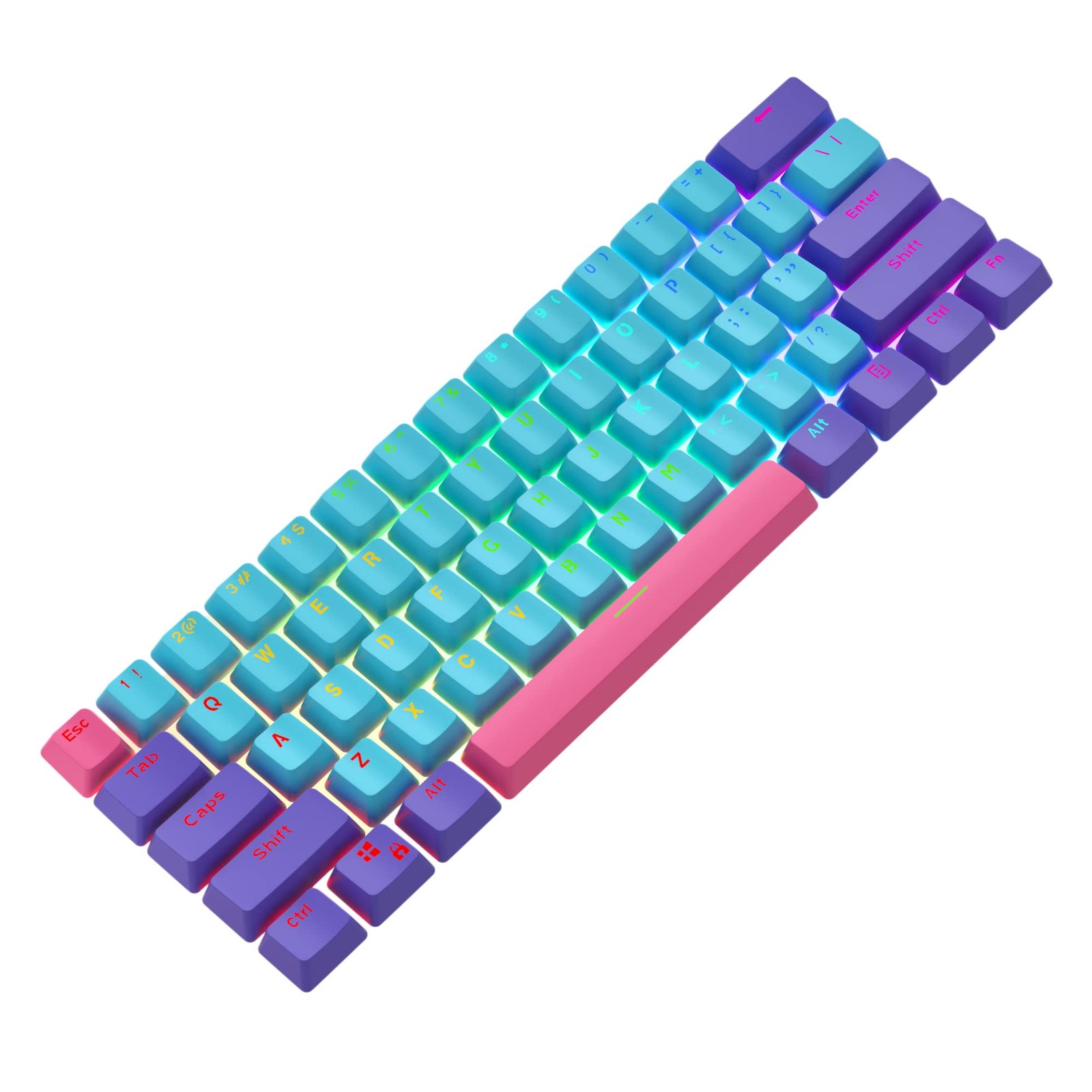 Backlit PBT Keycaps 60% Gaming Keyboard 104Key Caps Set TKL OEM Joker