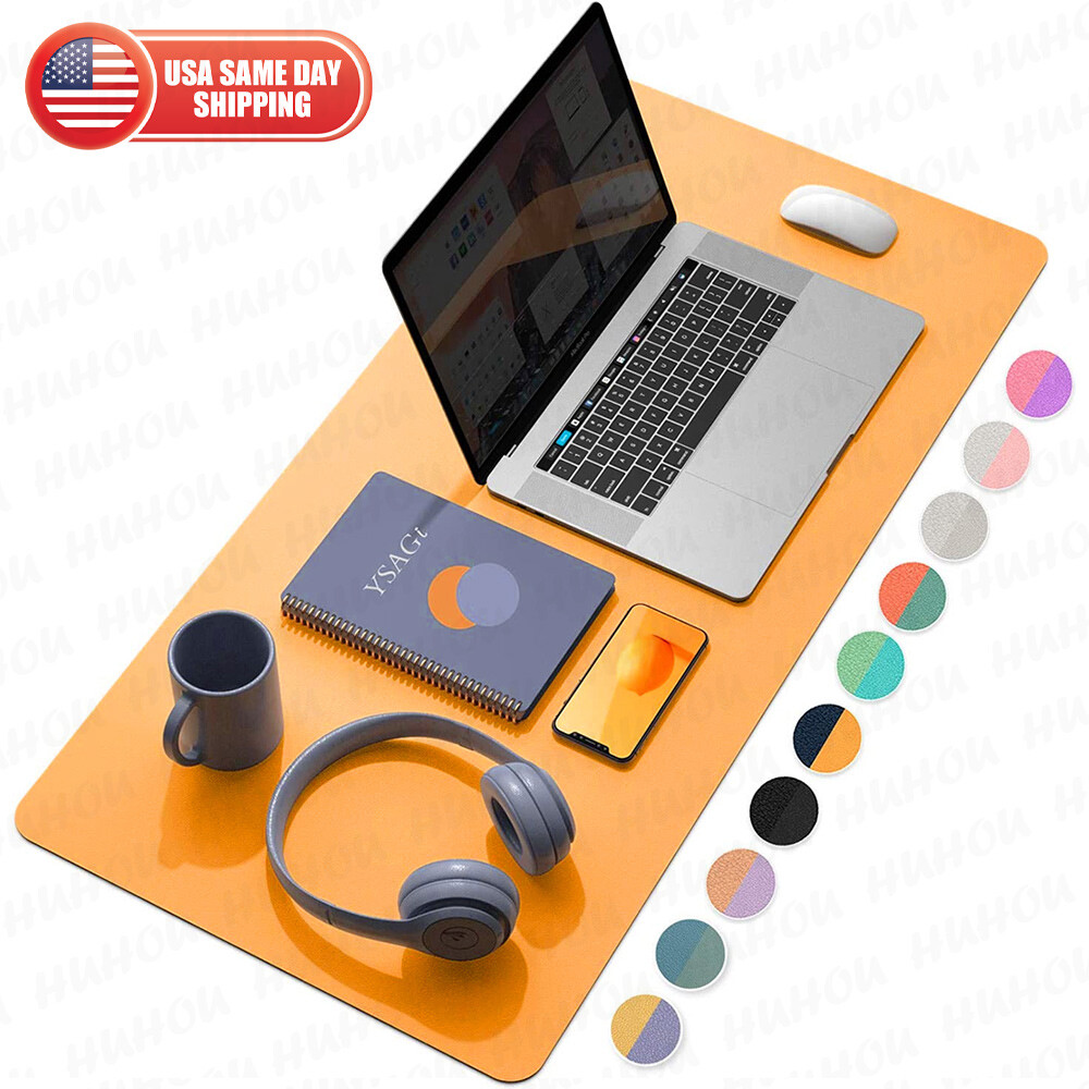 Large Leather Dual Sided Desk Pad Non-Slip Mouse Pad Office Home Writing Mat