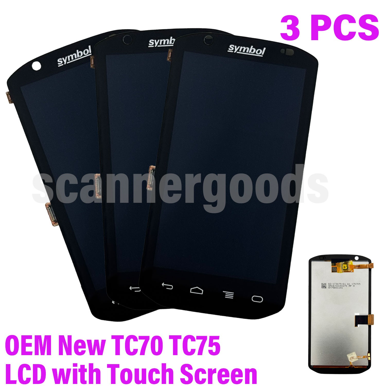 Lot of 3 OEM New Symbol TC70 TC75 LCD Digitizer with Touch Screen