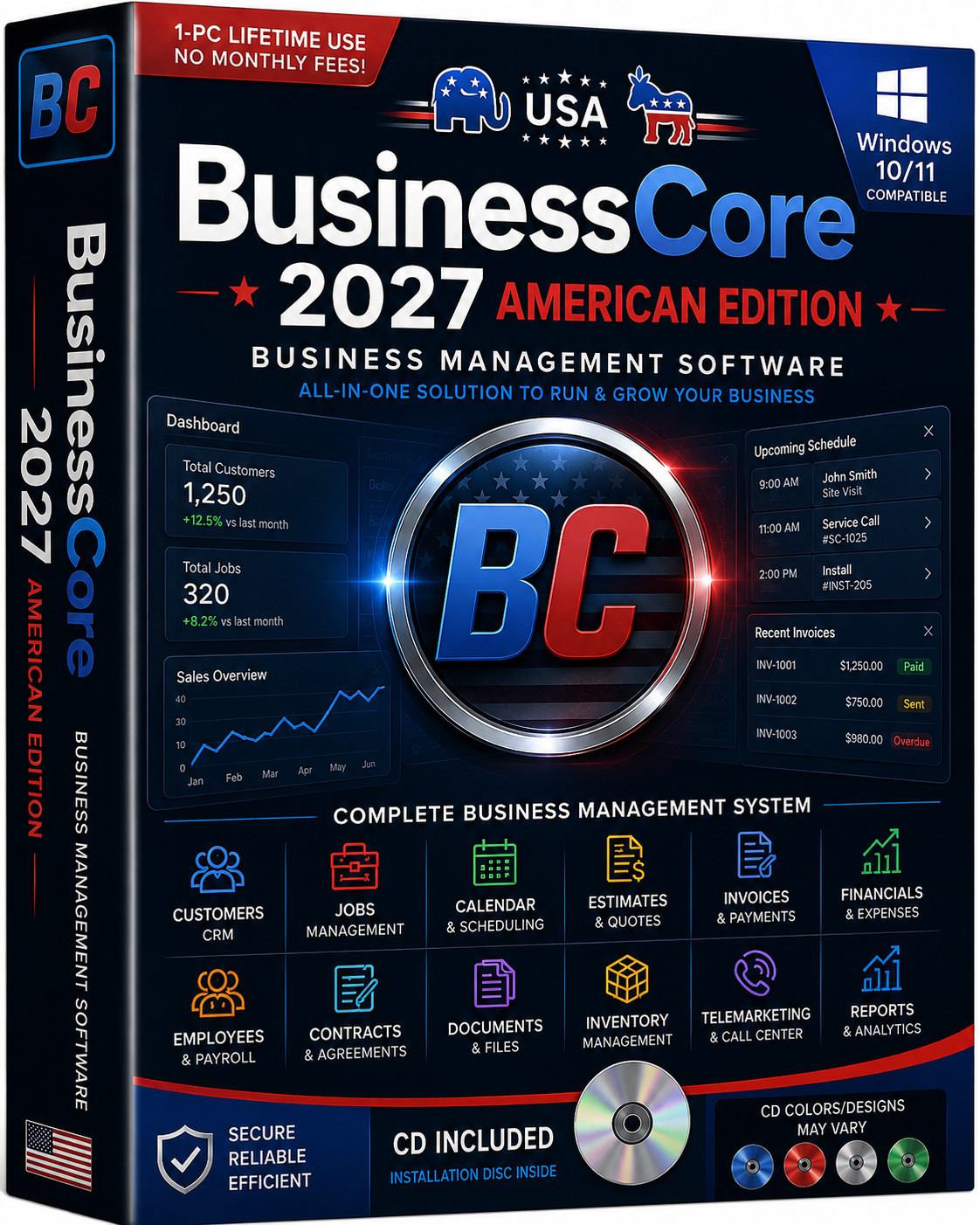 BusinessCore 2027 American Edition Business Management Software Windows 10/11 CD