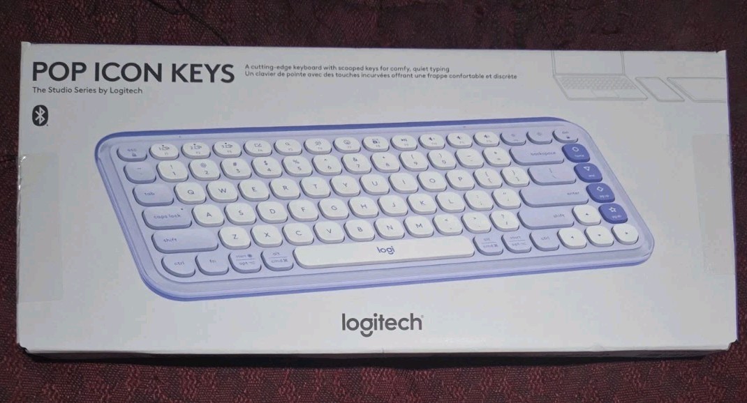 New Sealed Logitech POP ICON Keys Wireless Bluetooth Keyboard Lilac Ships Free