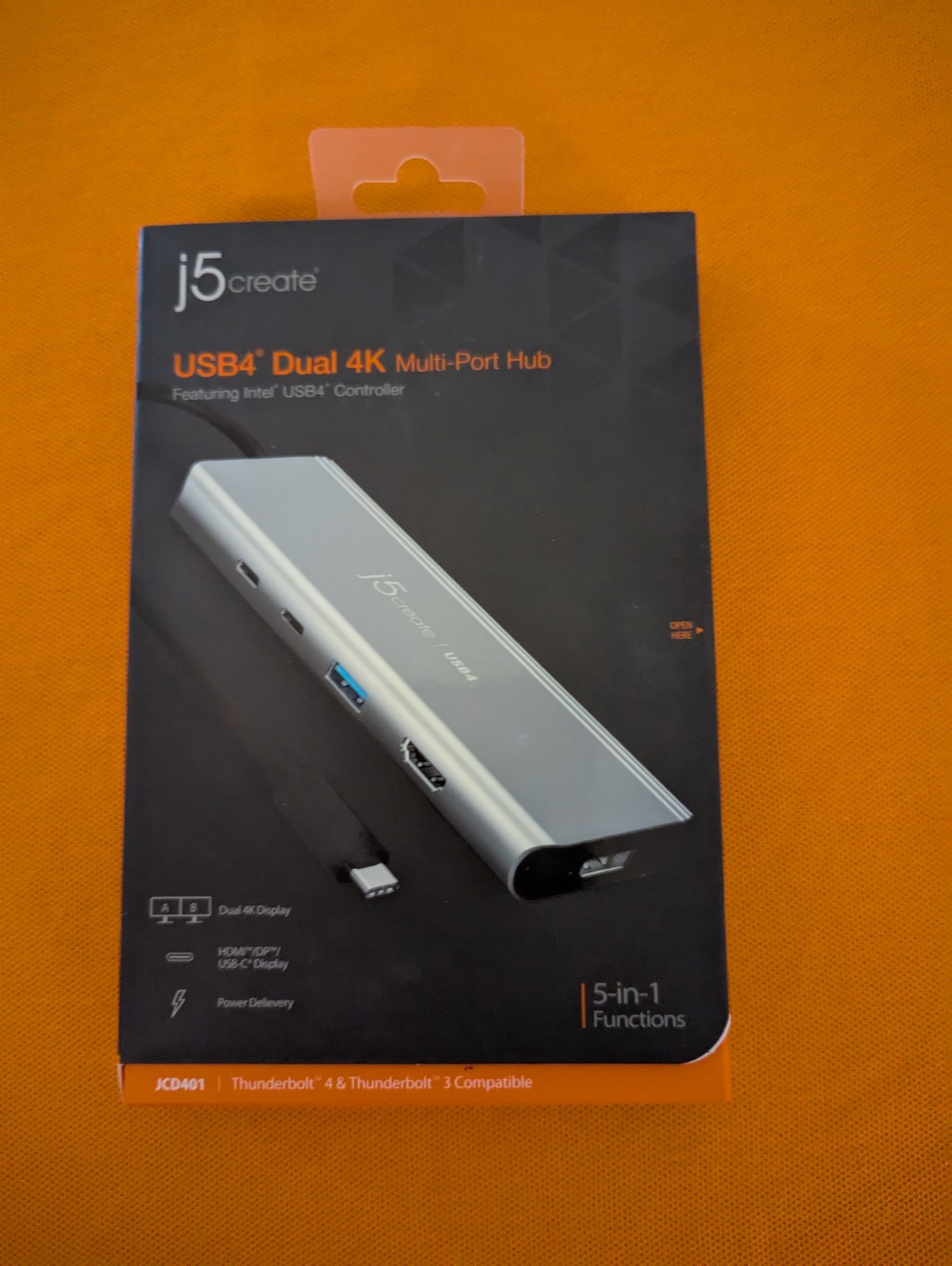 j5create USB4 Dual 4K Multi-Port Hub 5-in-1 Thunderbolt - JCD401. Open BOX