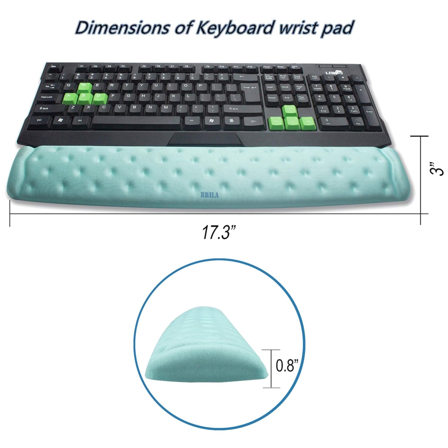 Ergonomic Massage Holes Keyboard Wrist Support - Aquamarine