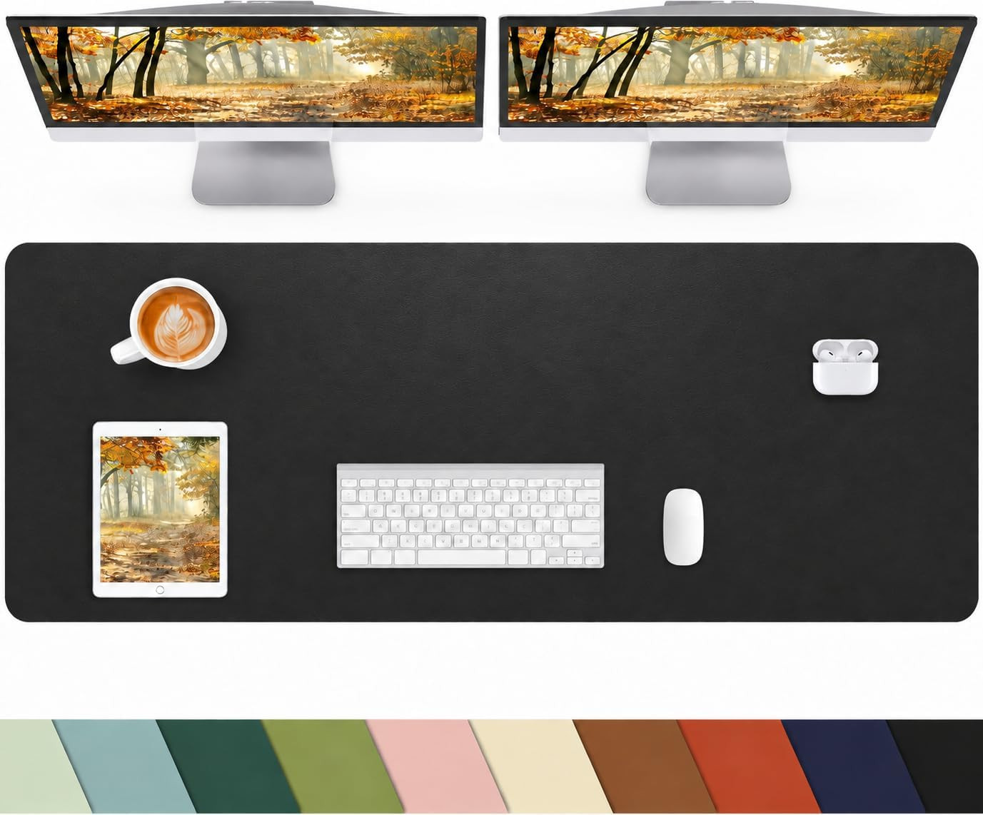 Leather Desk Pad Protector, Office Desk Mat, Large Mouse Pad, Non-Slip PU Leathe