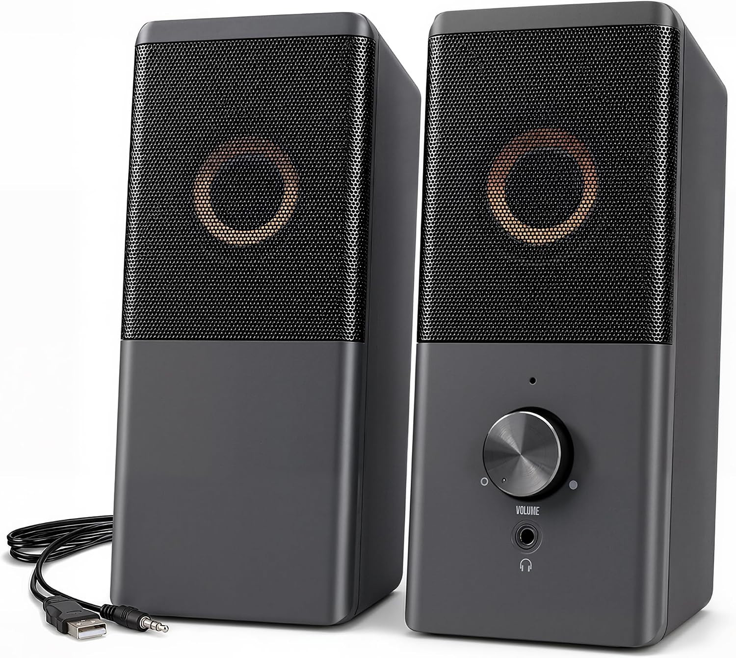 Computer Speakers for Desktop PC with Volume Control & Headphone Jack