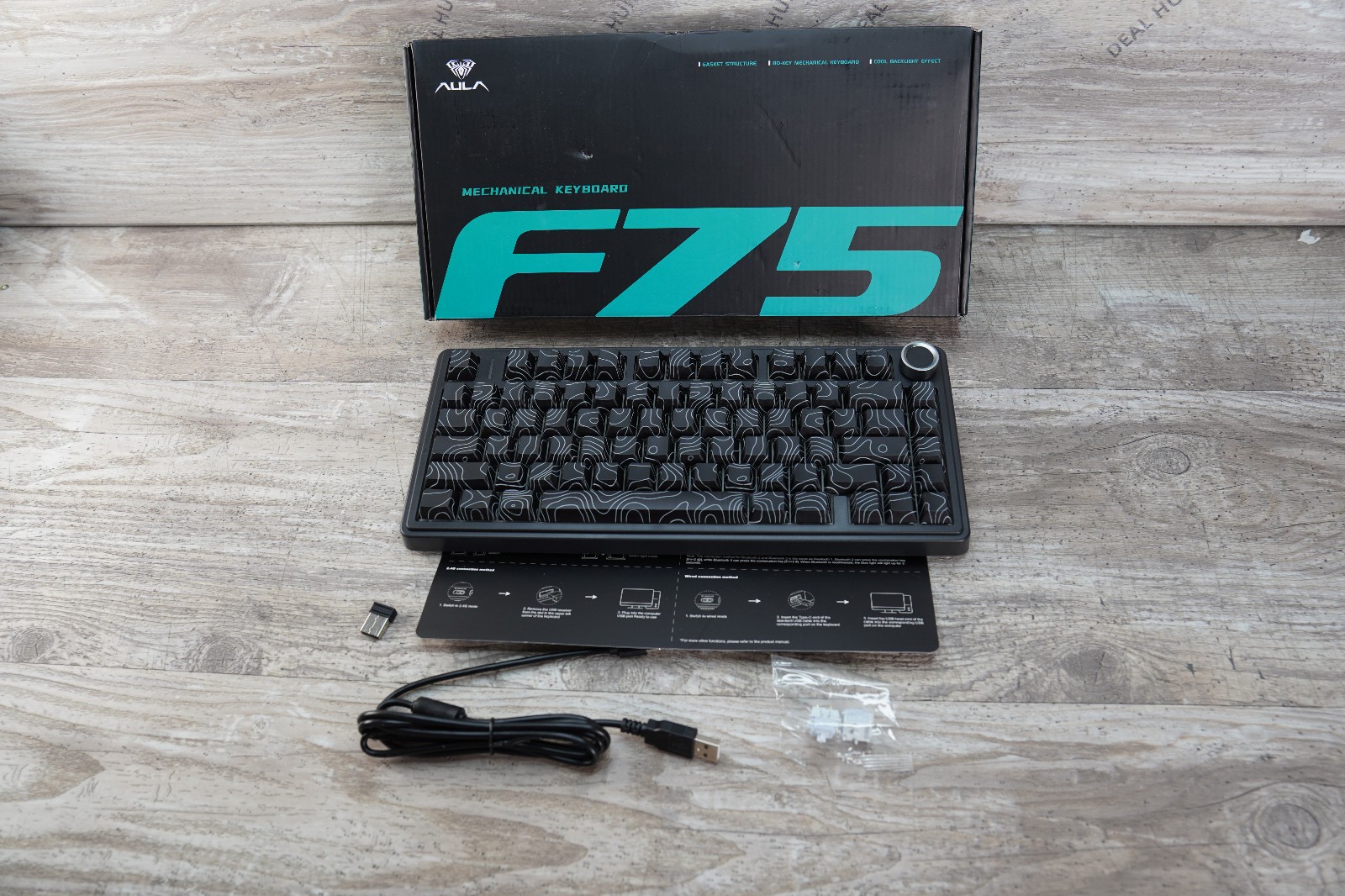 Aula F75 Black Contour 3-in-1 Hot-Swappable RGB Gasket Mechanical Keyboard