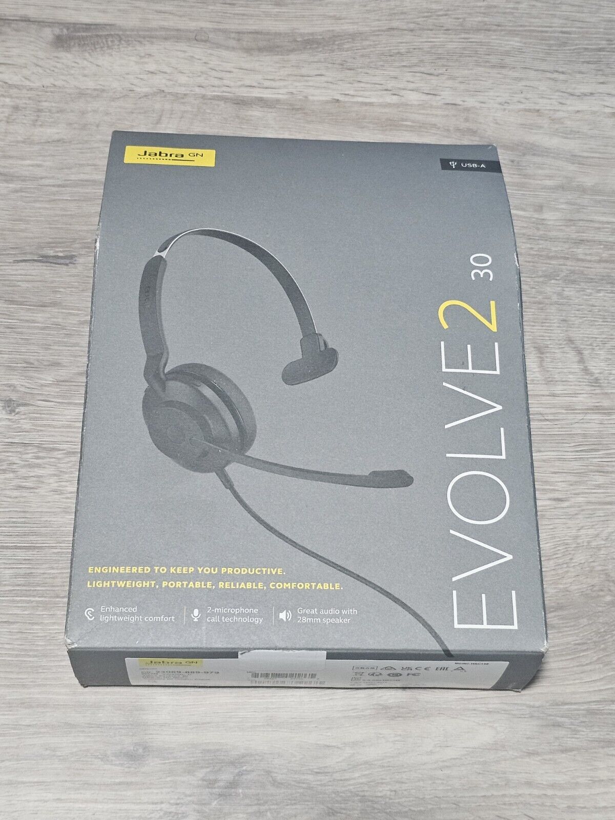Jabra Evolve2 30 SE Wired Stereo Noise-Cancelling Headset USB-A Cable NEW