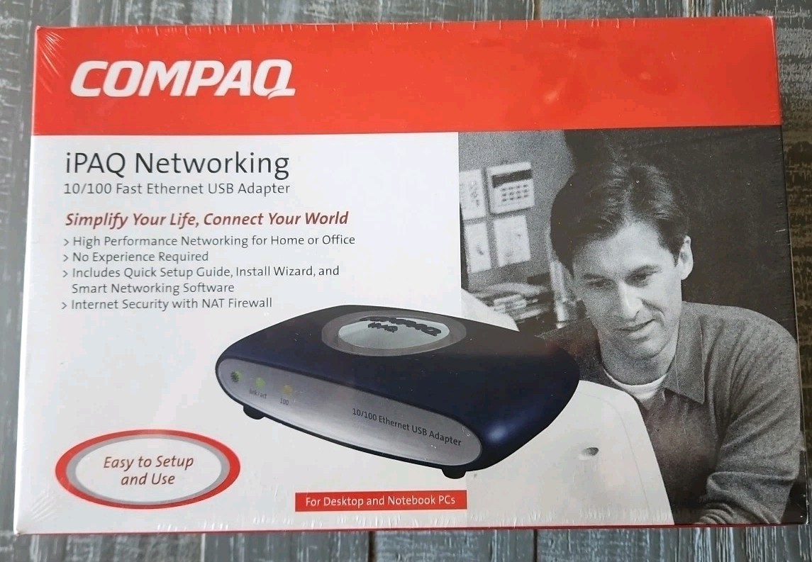 Compaq iPAQ 10/100 Fast Ethernet USB Adapter For Desktop And Notebook PCs NEW