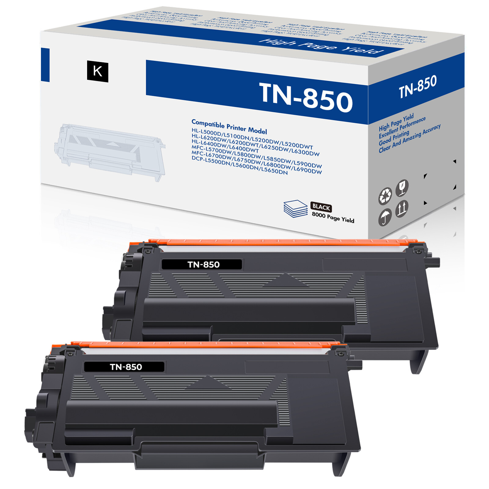 2x TN850 TN 850 Toner Compatible with Brother HL-L5200DW MFC-L6900DW MFC-L5850DW