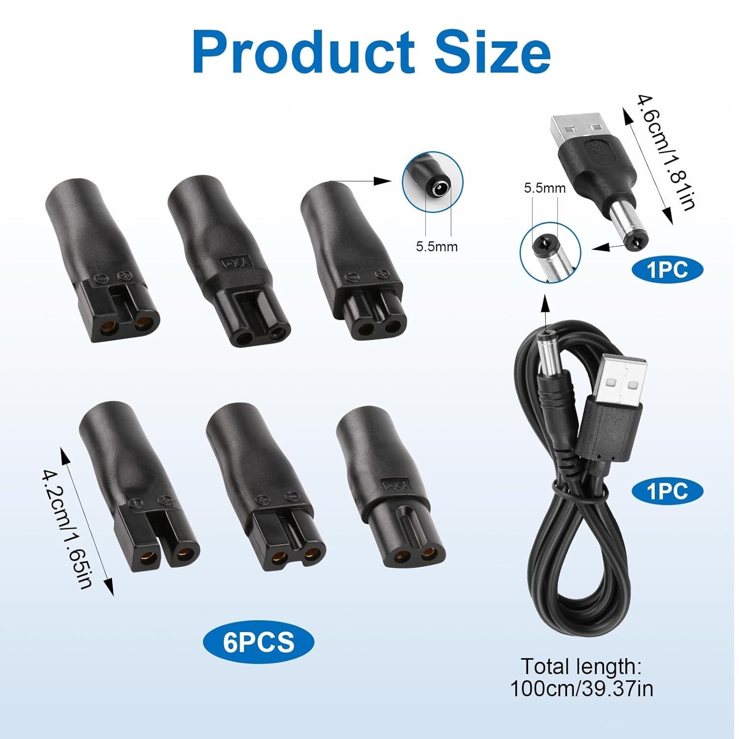 8 Pcs Power Cord 5V Replacement Charger USB Adapter