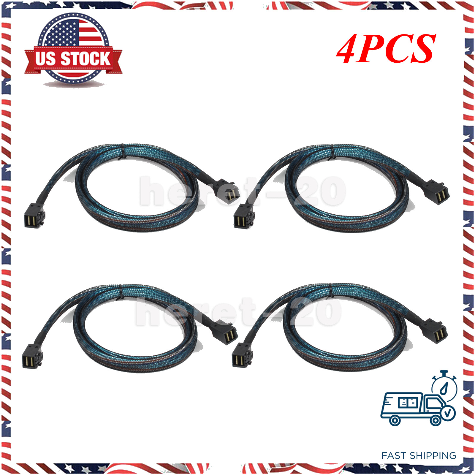 4PCS Internal Mini SAS SFF-8643 to Mini High Density HD SFF-8643 Data Cable 1M