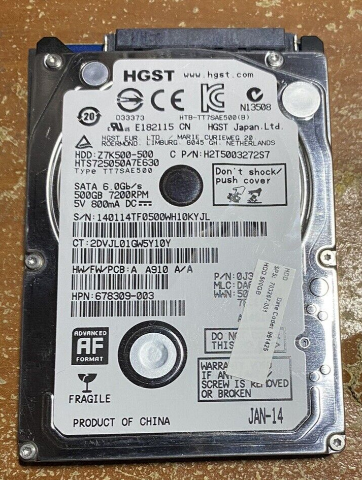 HGST Z7K500-500 500GB 32MB SATA 6GB/s 2.5