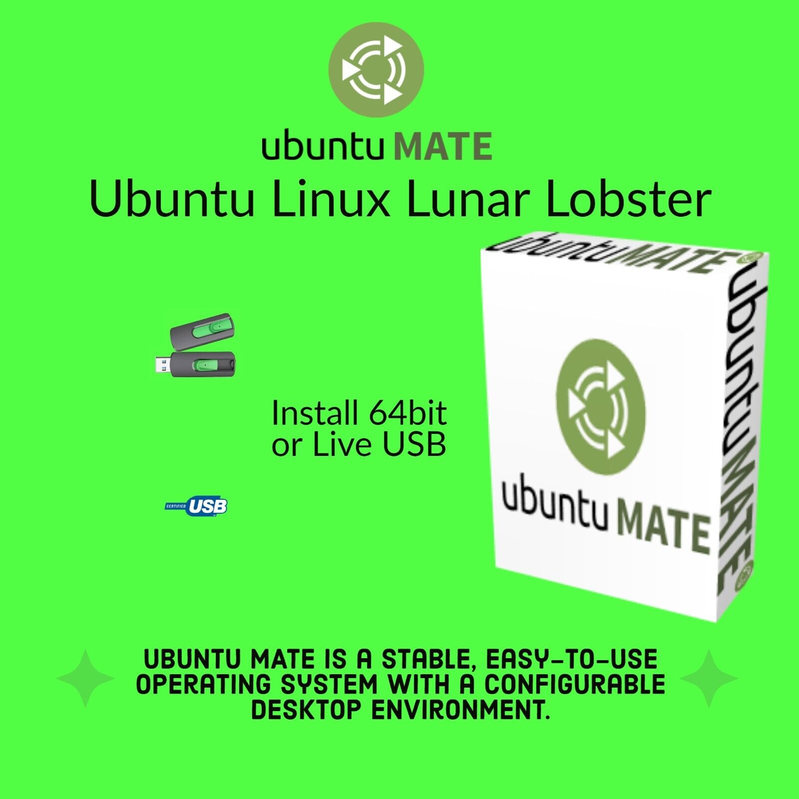 32Gb USB  Bootable Ubuntu Mate Lunar Lobster Linux 64 Bit Live Install #17