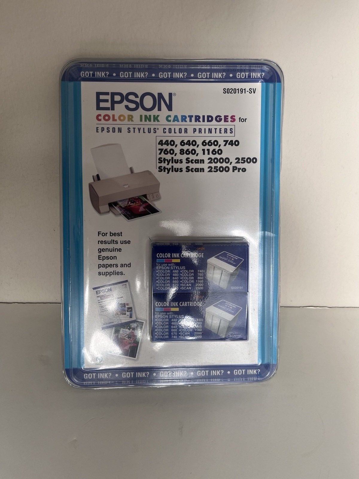 2 Pack Epson S020191 Color Ink Cartridge Stylus 440 640 740 New In Box