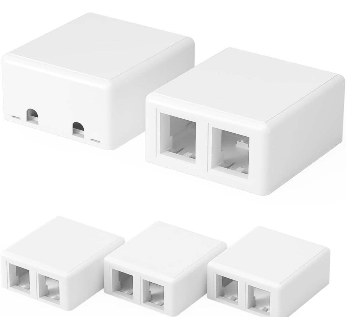 Keystone Jack Surface Mount Box 2-Port for UTP Cat6/Cat5e/Cat5 RJ45 , 5-Pack