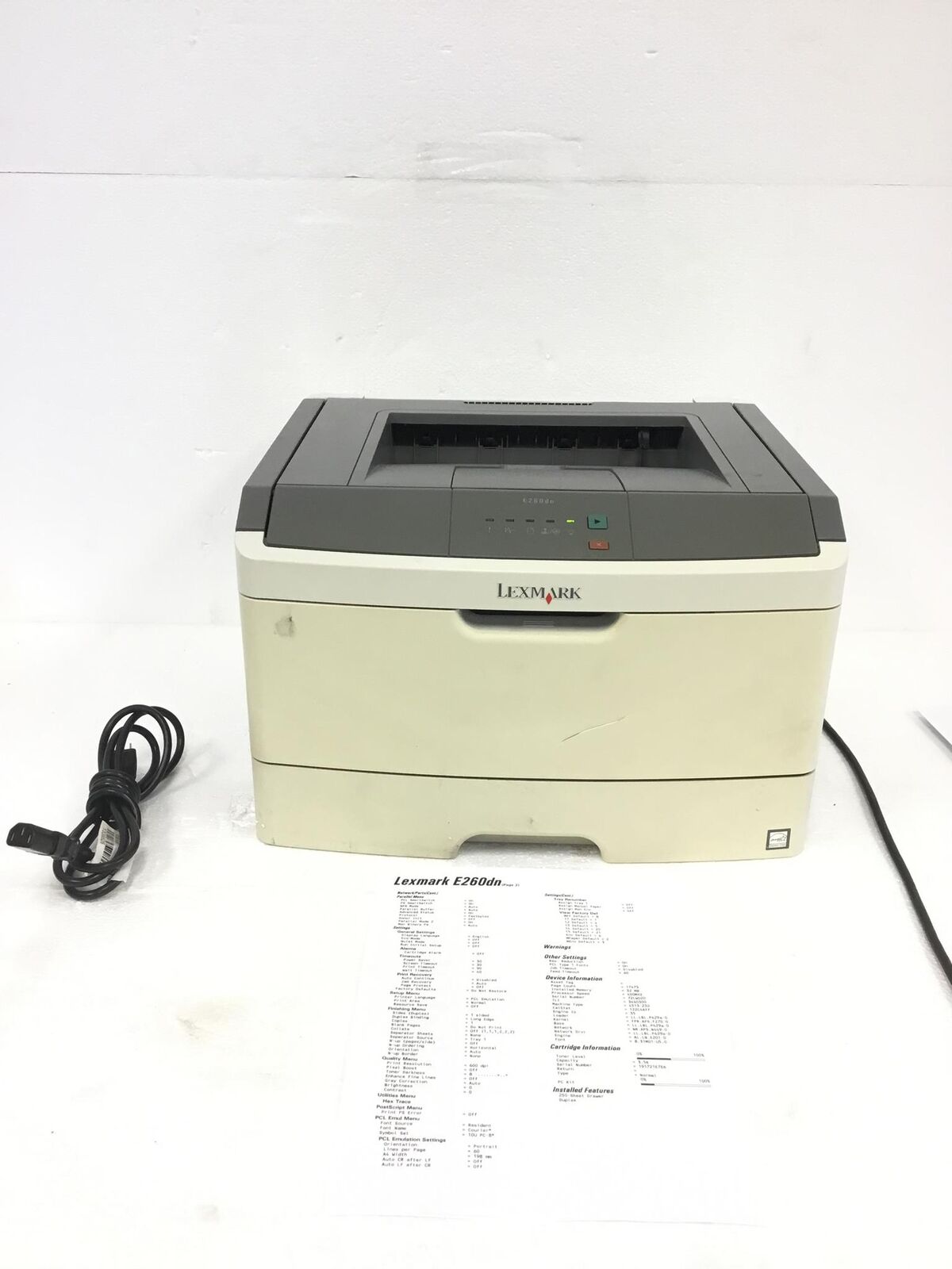 LEXMARK E260DN Monochrome Laser Printer w/Toner,Duplex,17K Pages Printed,WORKS