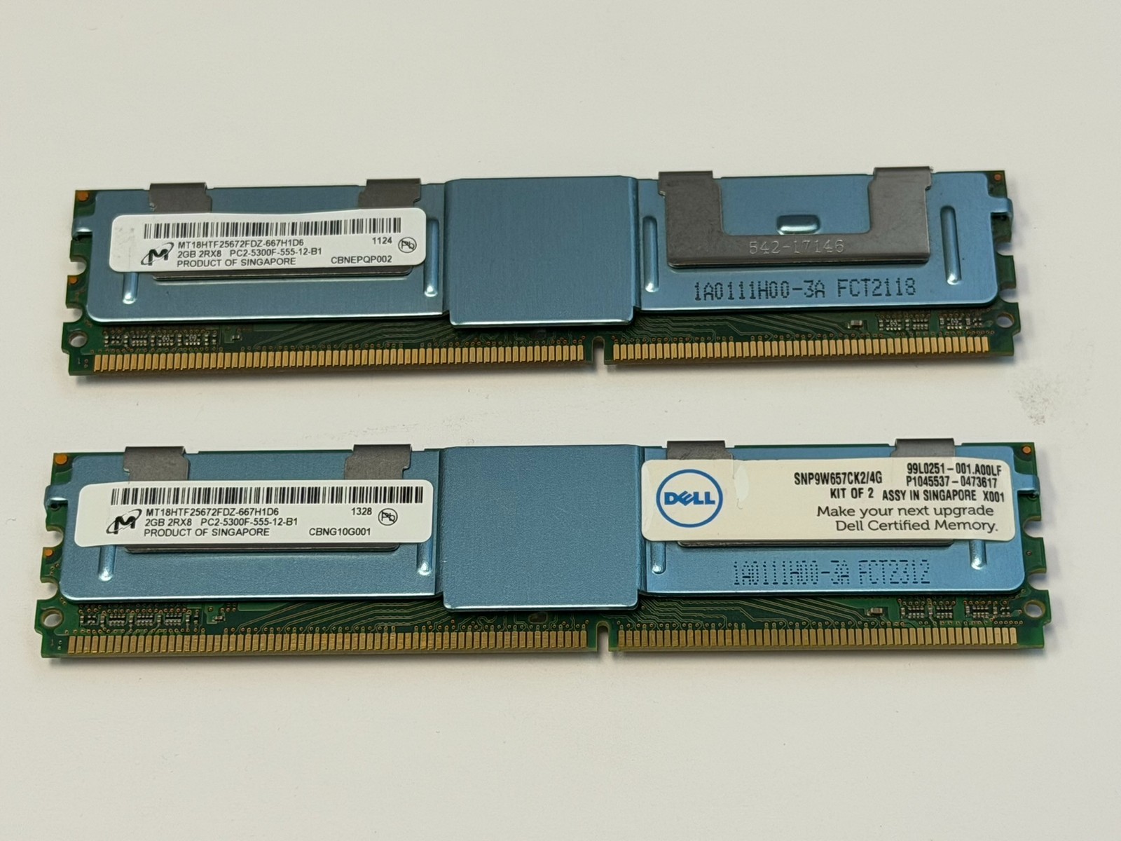 Micron 4GB (2 x 2GB) PC2-5300F DDR2 667 ECC Memory Kit MT18HTF25672FDZ-667H1D6