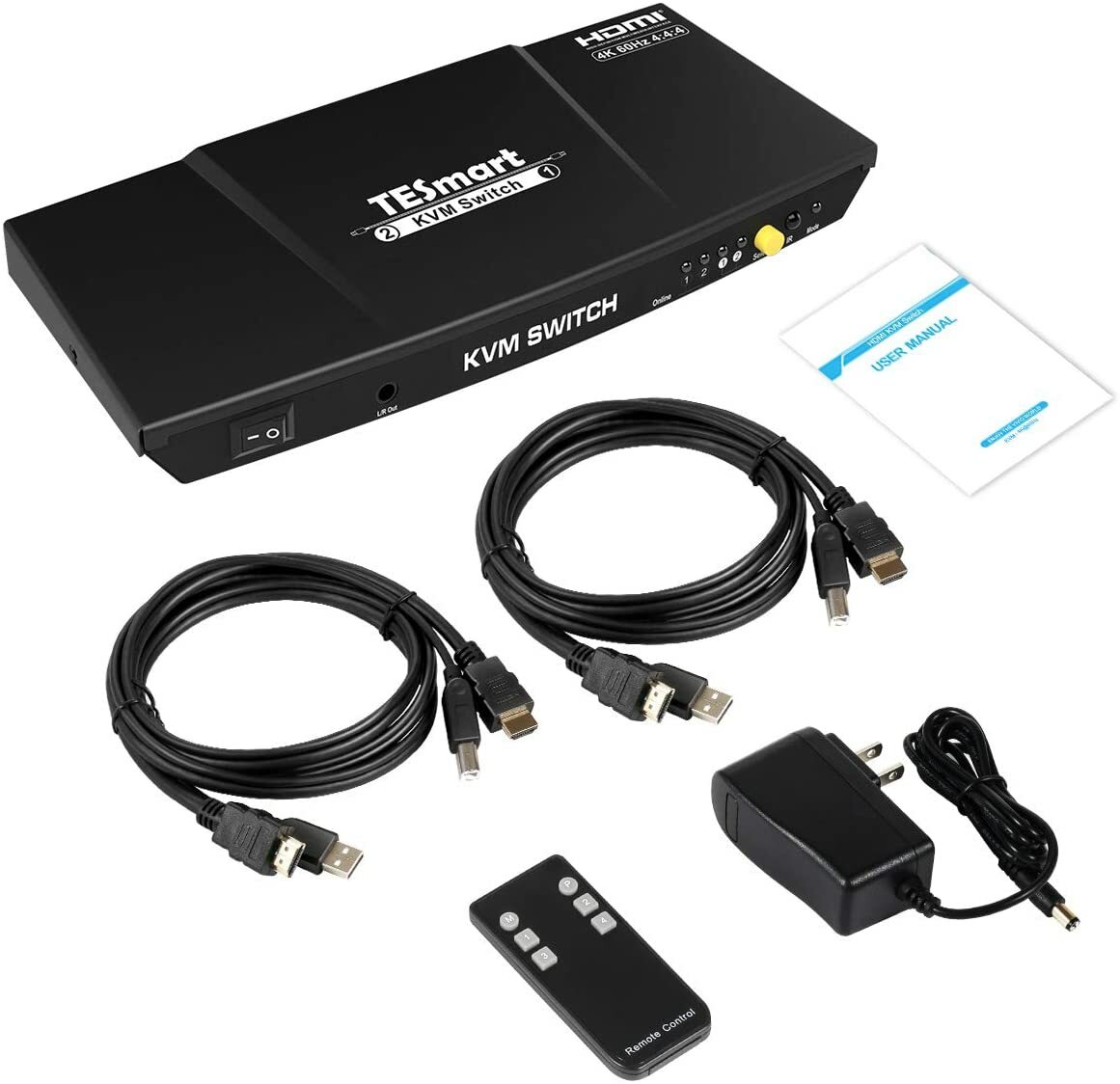 TESmart Newest HDMI KVM Switch 2 Ports 4K@60Hz Ultra HD 2x1