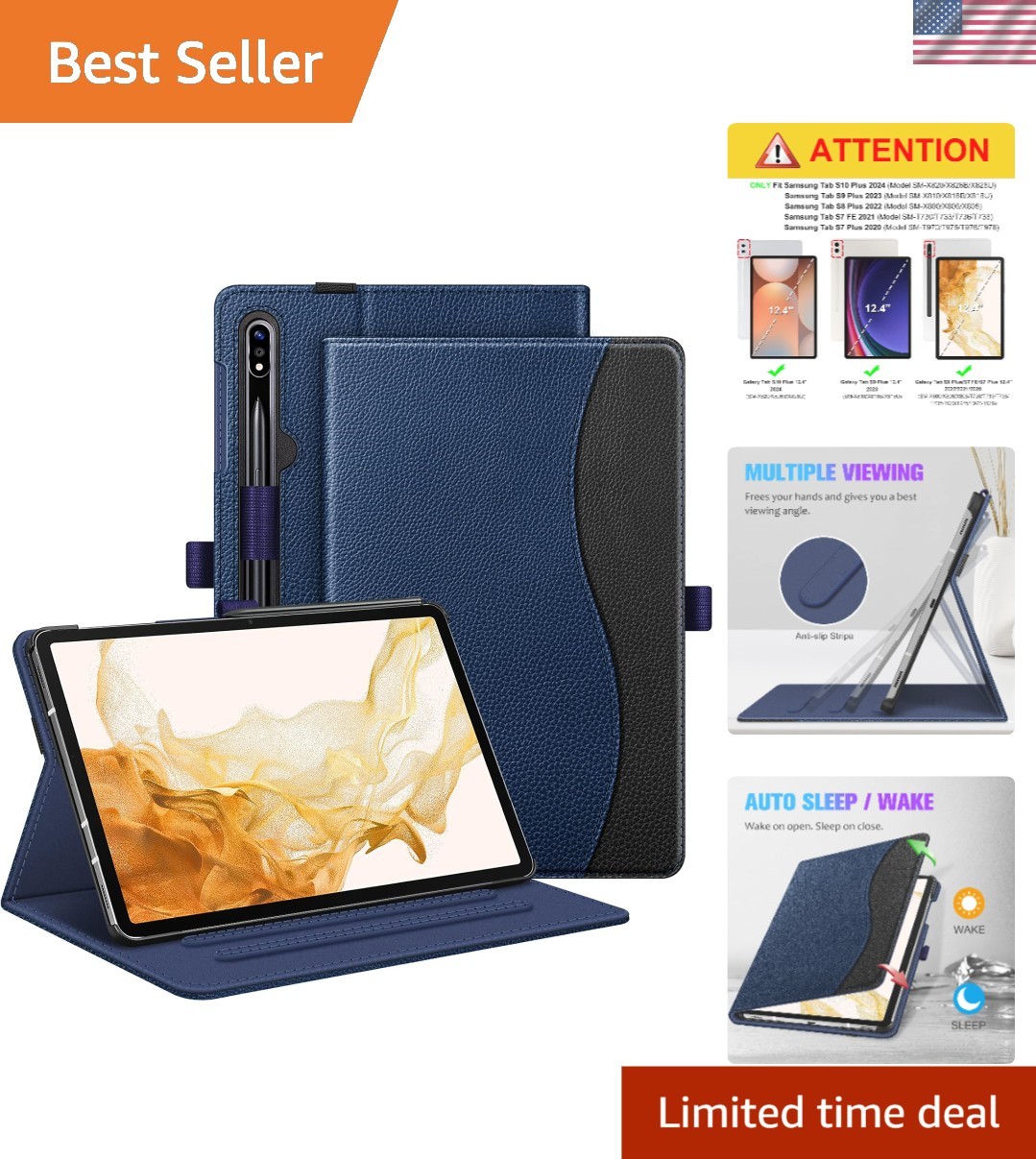 Stylish and Functional Samsung Galaxy Tab S10+/S9+/S8+/S7 FE/ S7+ 12.4 Inch C...