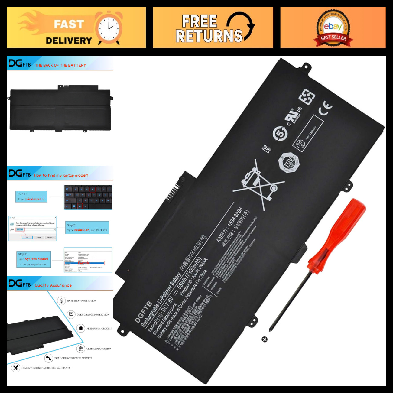 High-Capacity Laptop Battery for Samsung ATIV Book 9 Plus 940X3G NP940X3G 55W