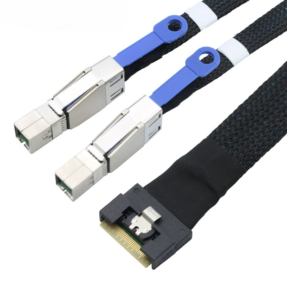 PCIe Slimline SFF-8654 8i Full Lock to 2X SAS HD SFF-8644 Server Cable
