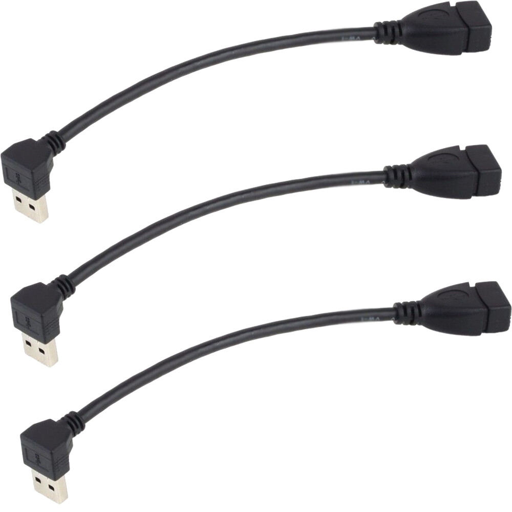 3Pcs USB 3.0 Angle 90 Degree Extension Cable Male to Female Adapter Cord Data