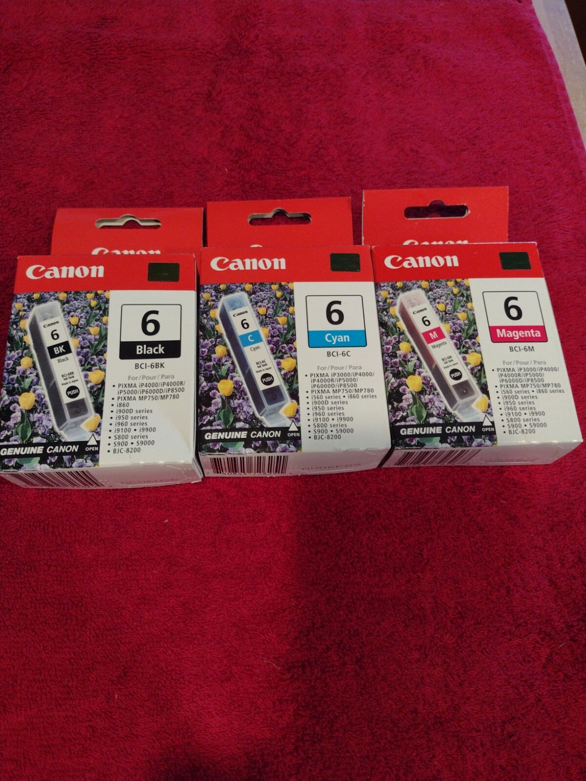 Genuine Canon Printer Lot of 3 Color Multi-Pack Black Color Ink CartridgesBCI-6