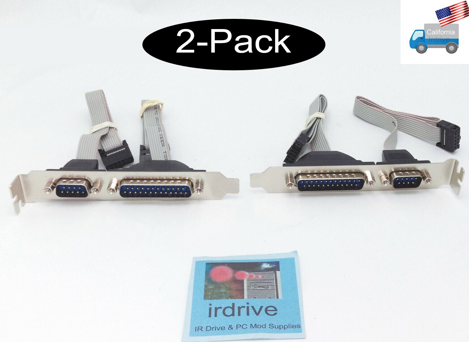 2-Pack: DB9 & DB25 Serial/COM Male Motherboard Add-on Expansion Computer PC Slot