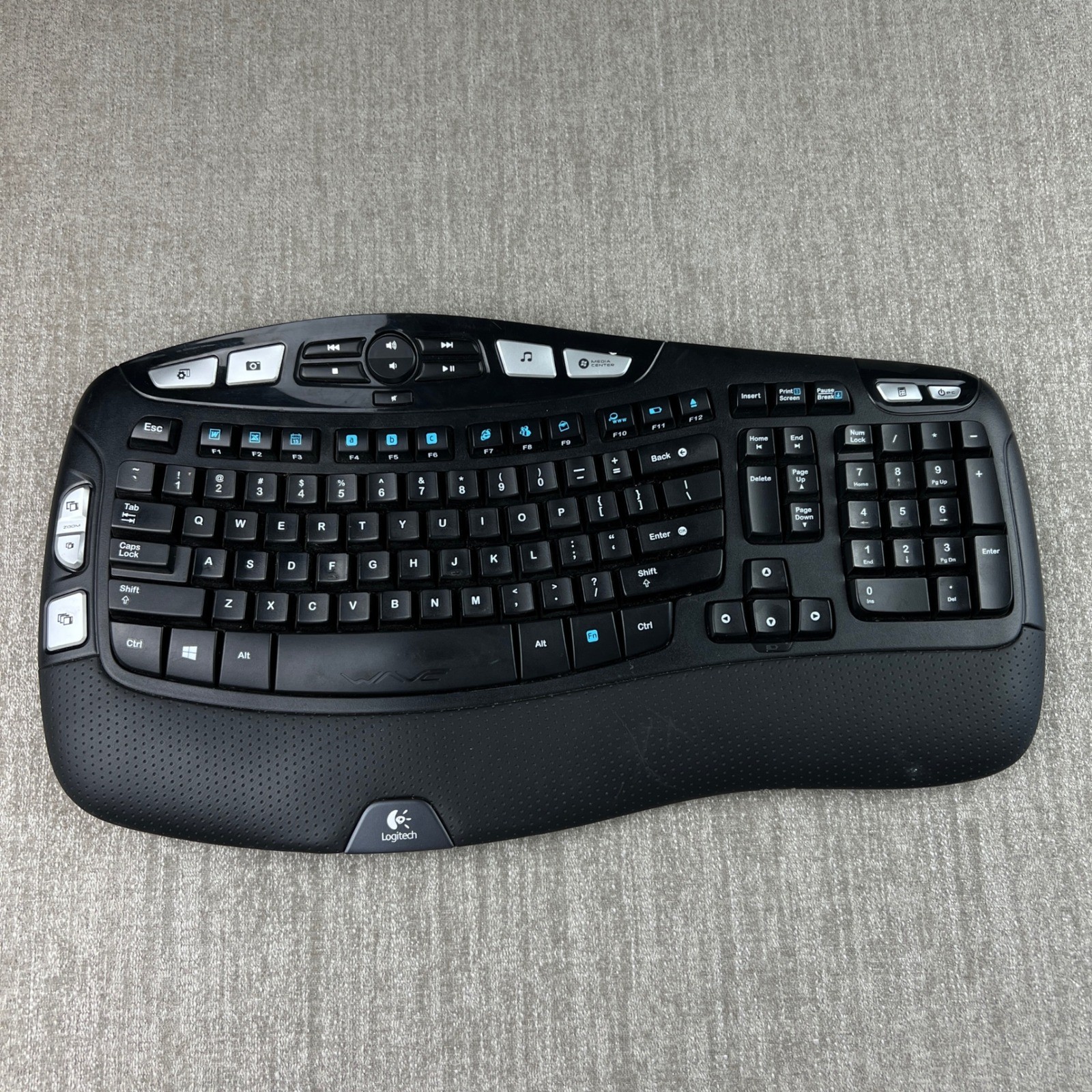 Logitech K350 Wireless Wave Keyboard Ergonomic Black Multimedia Office