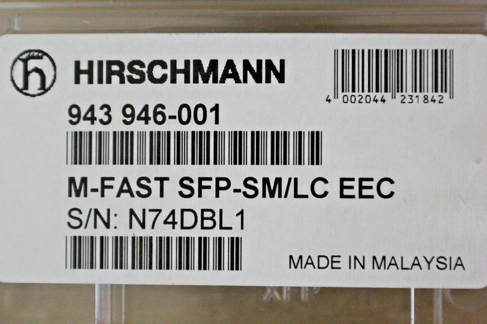 Hirschmann 943 946-001 M-FAST SFP-SM/LC EEC Transceiver P/N: FTLF1323P1BTR-HA