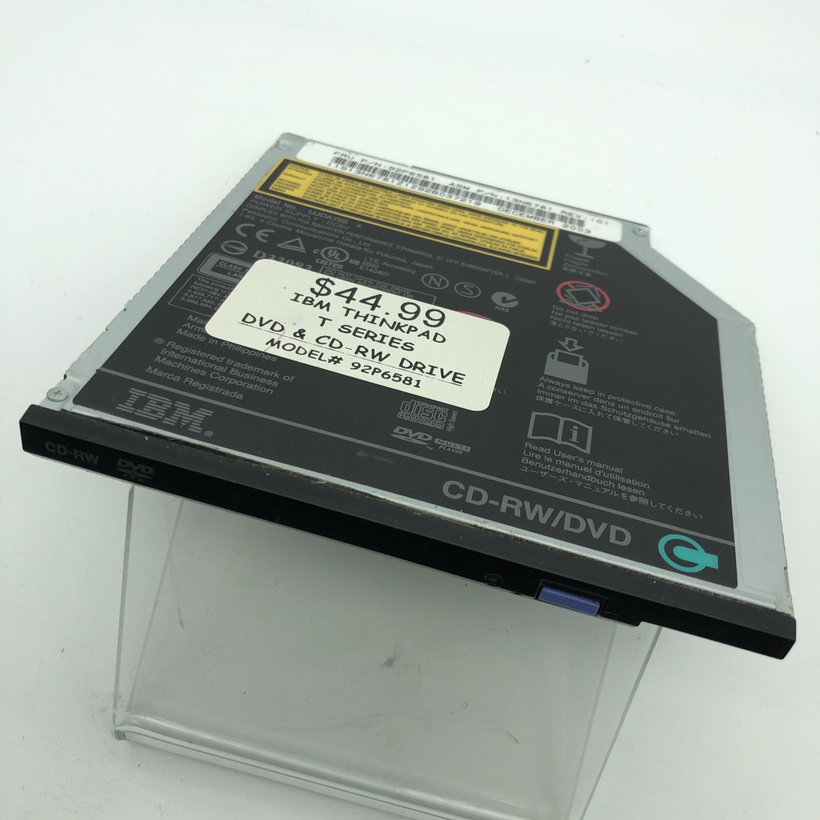 IBM ThinkPad T Series # UJDA755 DVD / CD-RW Optical Drive Slim 92P6581 13N6781