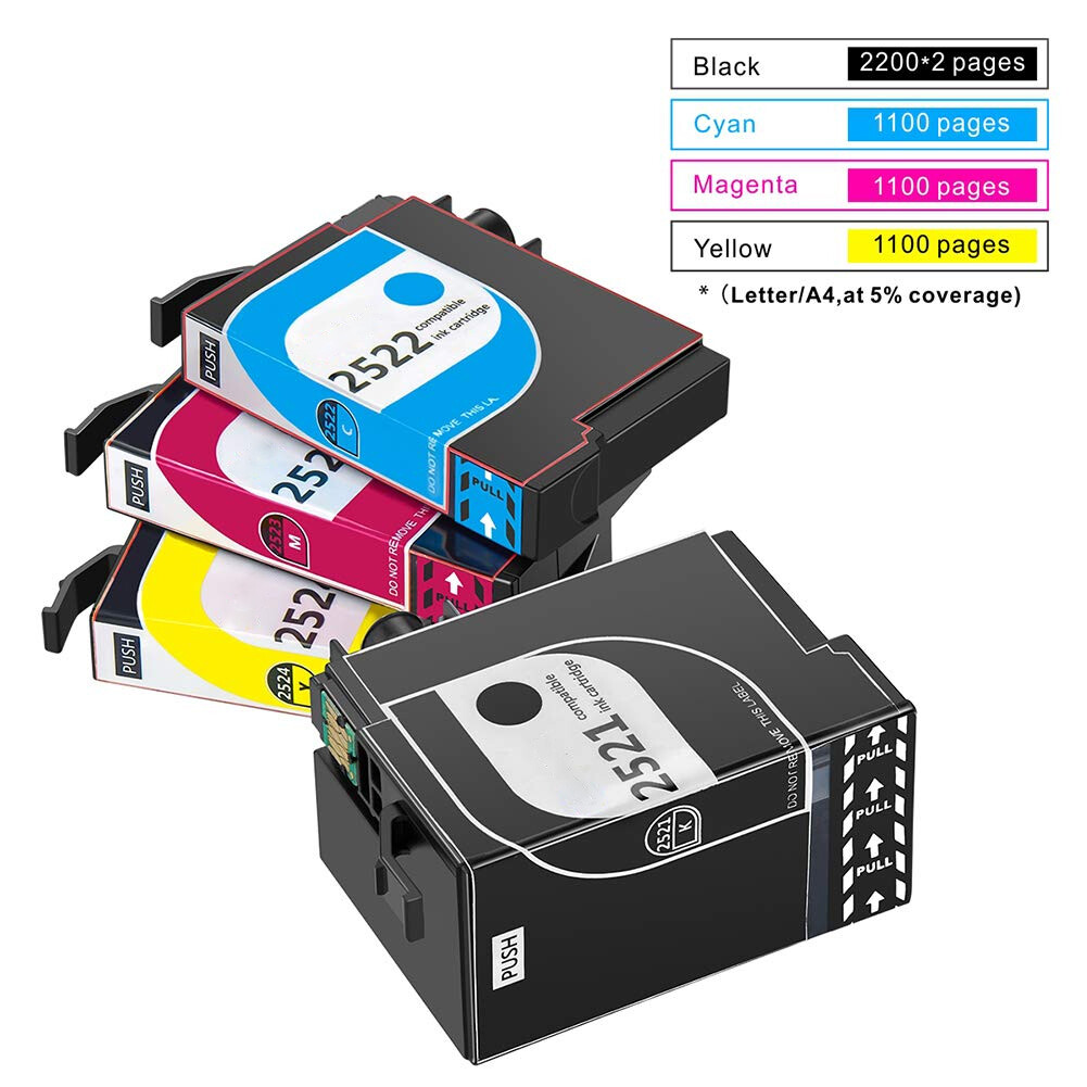5 Pc 252 252XL T252 Compatible Ink Cartridge for Epson WF-3620/3630/3640/7110