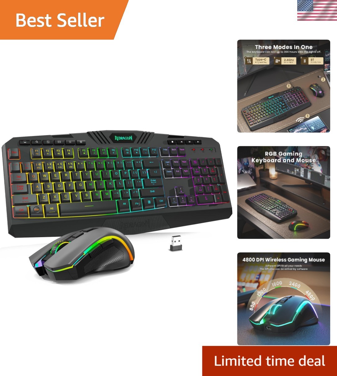 Adjustable DPI RGB Wireless Gaming Keyboard and Mouse for Ultimate Control