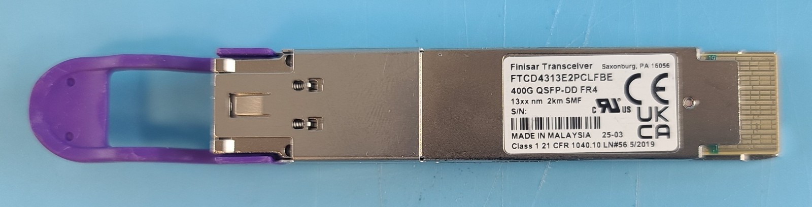 Lot of 2 Finisar FTCD4313E2PCLFBE 400G QSFP-DD FR4 1310nm 2km SMF LC Transceiver