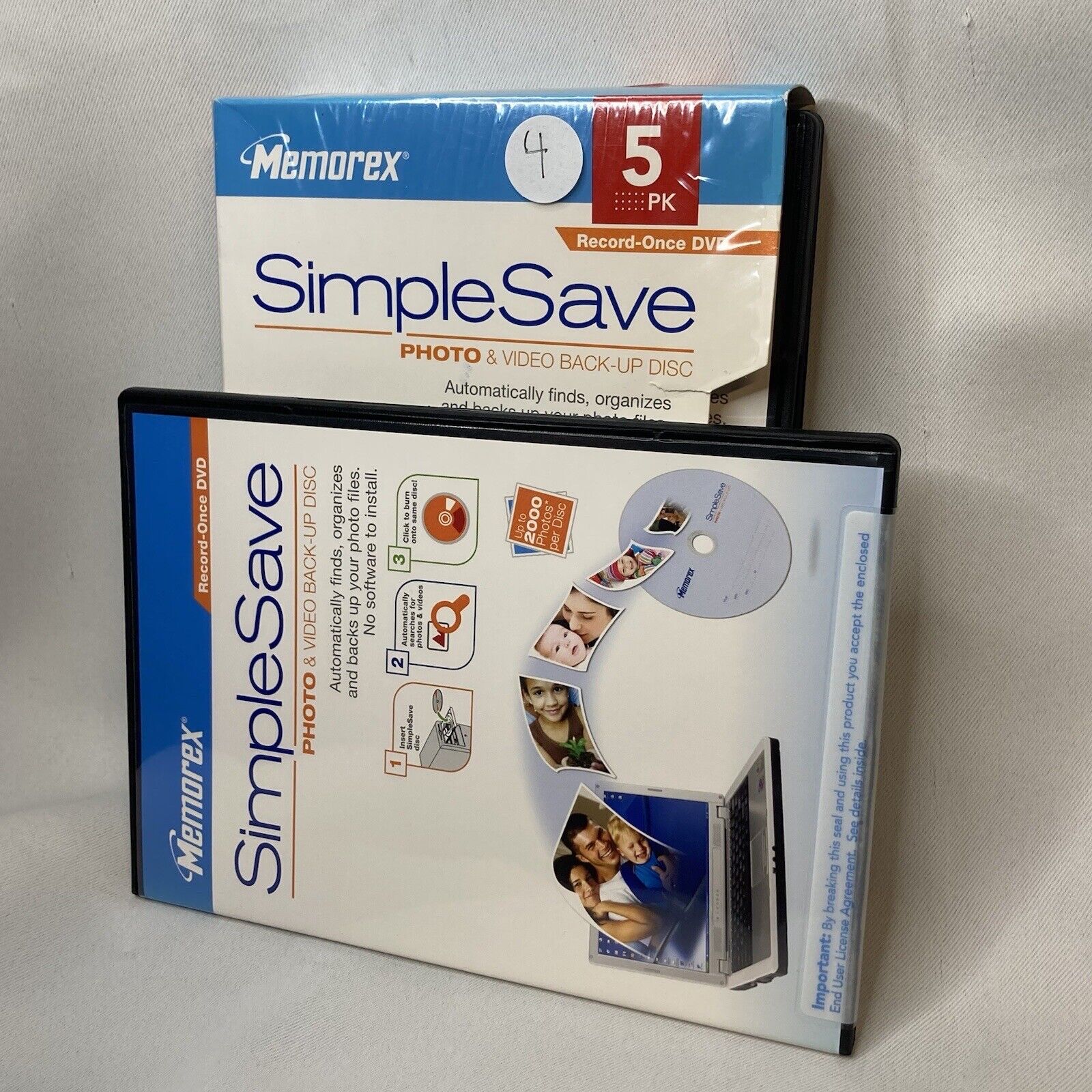 Memorex 4 Of 5 Pack DVD /CD Simple Save Photo & Video Back Up