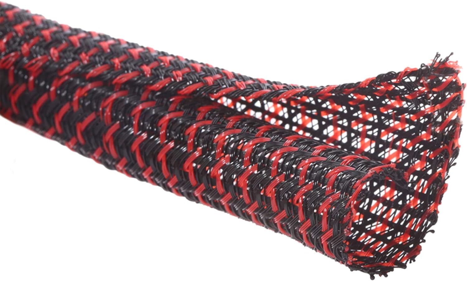 10Ft Black Red Cable Management Sleeve Wire Loom For Home Office Organization
