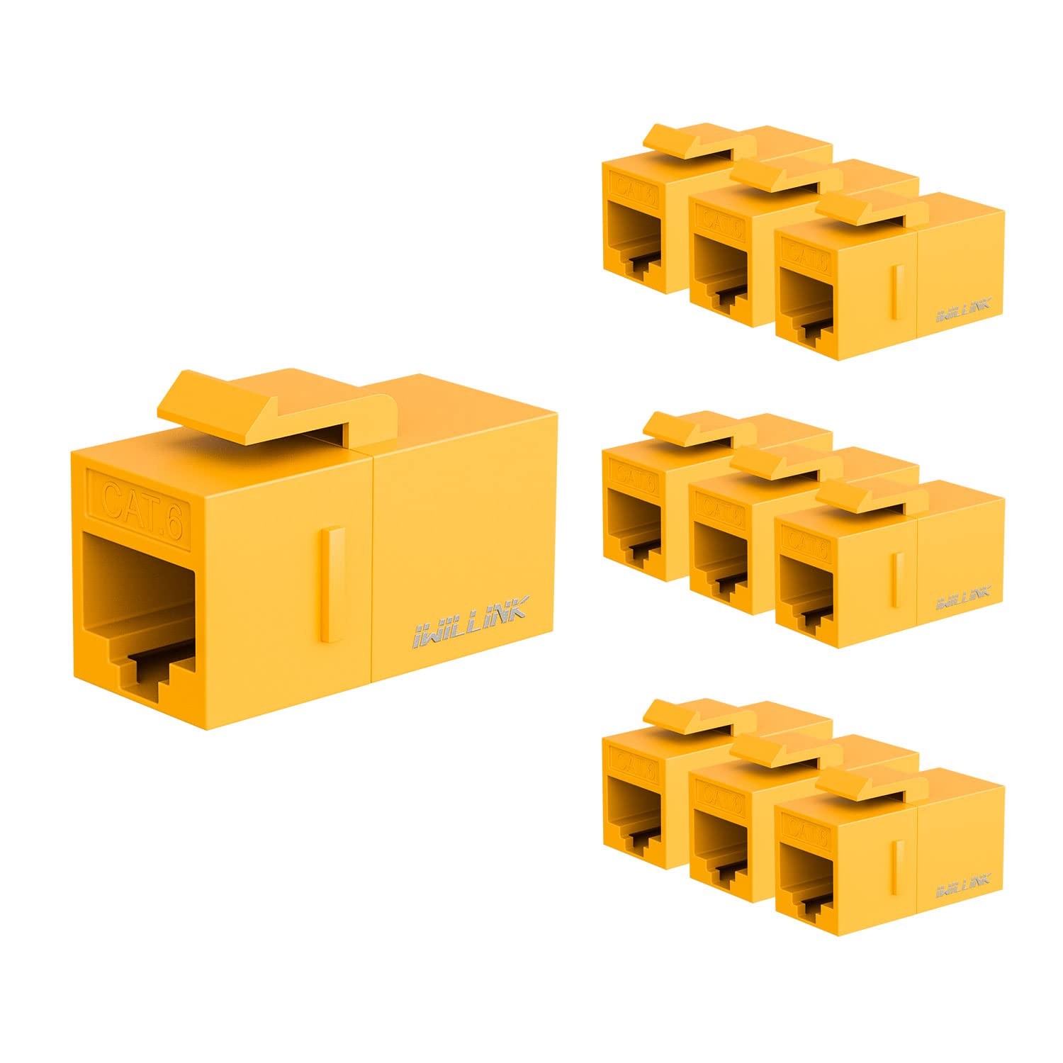 iwillink RJ45 Cat6 Keystone Coupler 10-Pack, Female to Yellow 